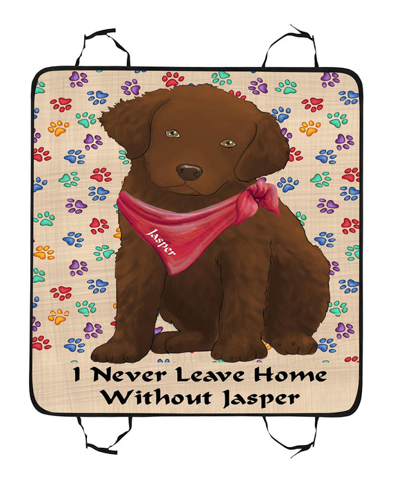 Personalized I Never Leave Home Paw Print Chesapeake Bay Retriever Dogs Pet Back Car Seat Cover