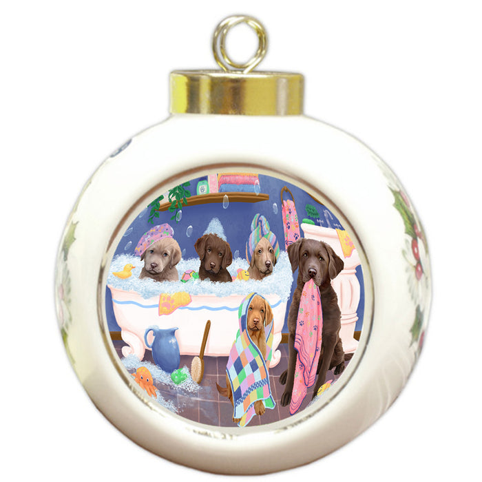 Rub A Dub Dogs In A Tub Chesapeake Bay Retrievers Dog Round Ball Christmas Ornament RBPOR57135