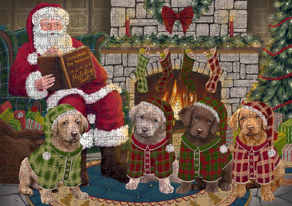 Christmas Cozy Holiday Tails Chesapeake Bay Retrievers Dog Puzzle with Photo Tin PUZL88664
