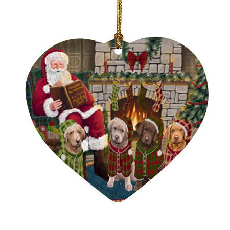 Christmas Cozy Holiday Tails Chesapeake Bay Retrievers Dog Heart Christmas Ornament HPOR55471