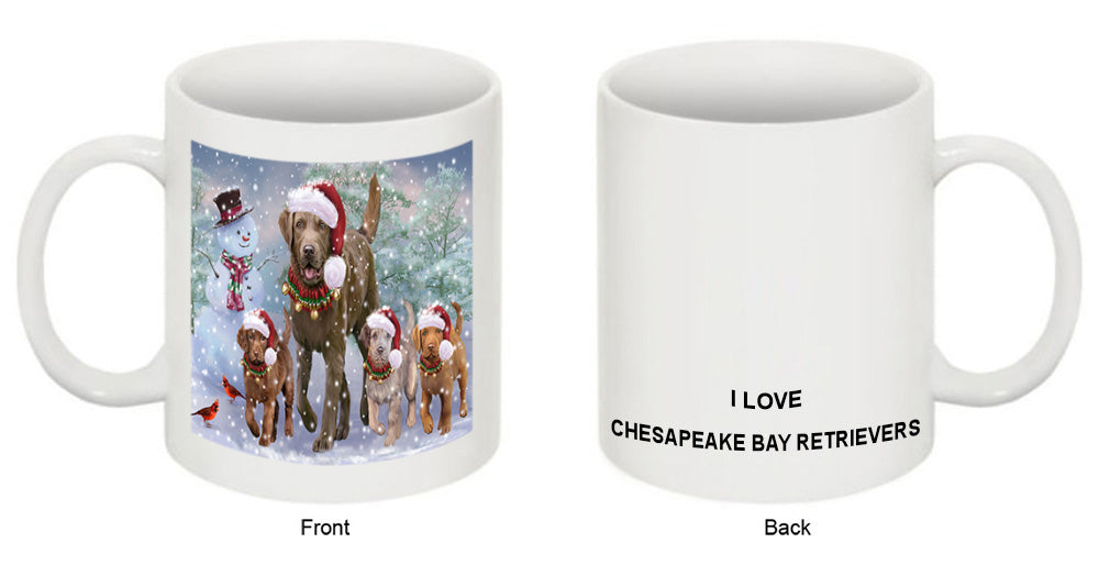 Christmas Running Family Chesapeake Bay Retriever Dogs Coffee Mug MUG52527