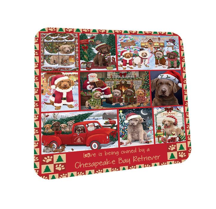 Love is Being Owned Christmas Chesapeake Bay Retriever Dogs Coasters Set of 4 CST57173