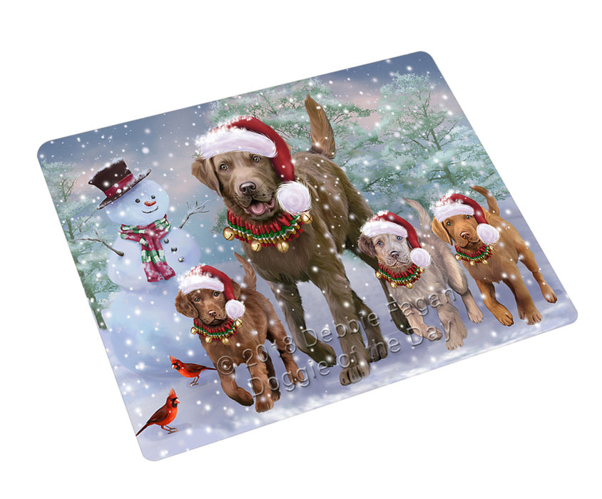 Christmas Running Family Chesapeake Bay Retriever Dogs Mini Magnet MAG76711