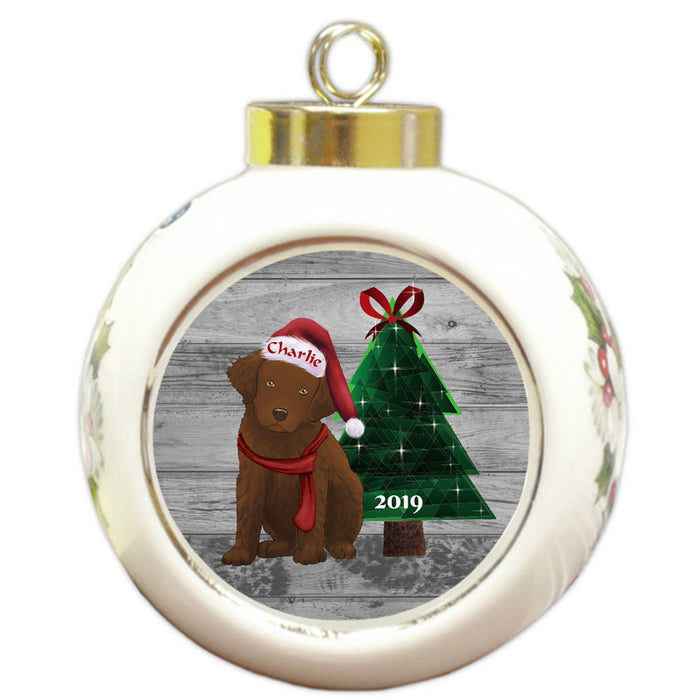 Custom Personalized Chesapeake Bay Retriever Dog Glassy Classy Christmas Round Ball Ornament