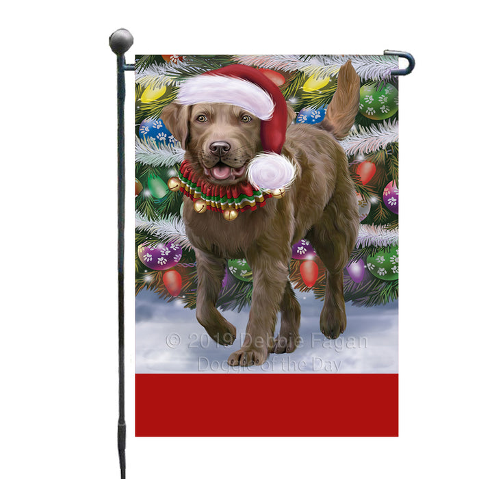 Personalized Trotting in the Snow Chesapeake Bay Retriever Dog Custom Garden Flags GFLG-DOTD-A60701