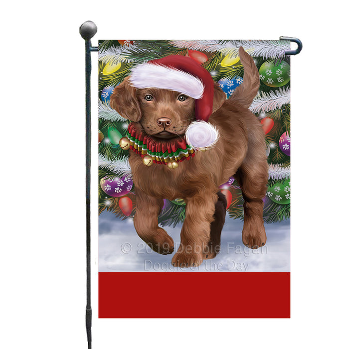Personalized Trotting in the Snow Chesapeake Bay Retriever Dog Custom Garden Flags GFLG-DOTD-A60703