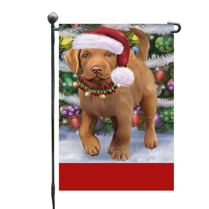 Personalized Trotting in the Snow Chesapeake Bay Retriever Dog Custom Garden Flags GFLG-DOTD-A60704