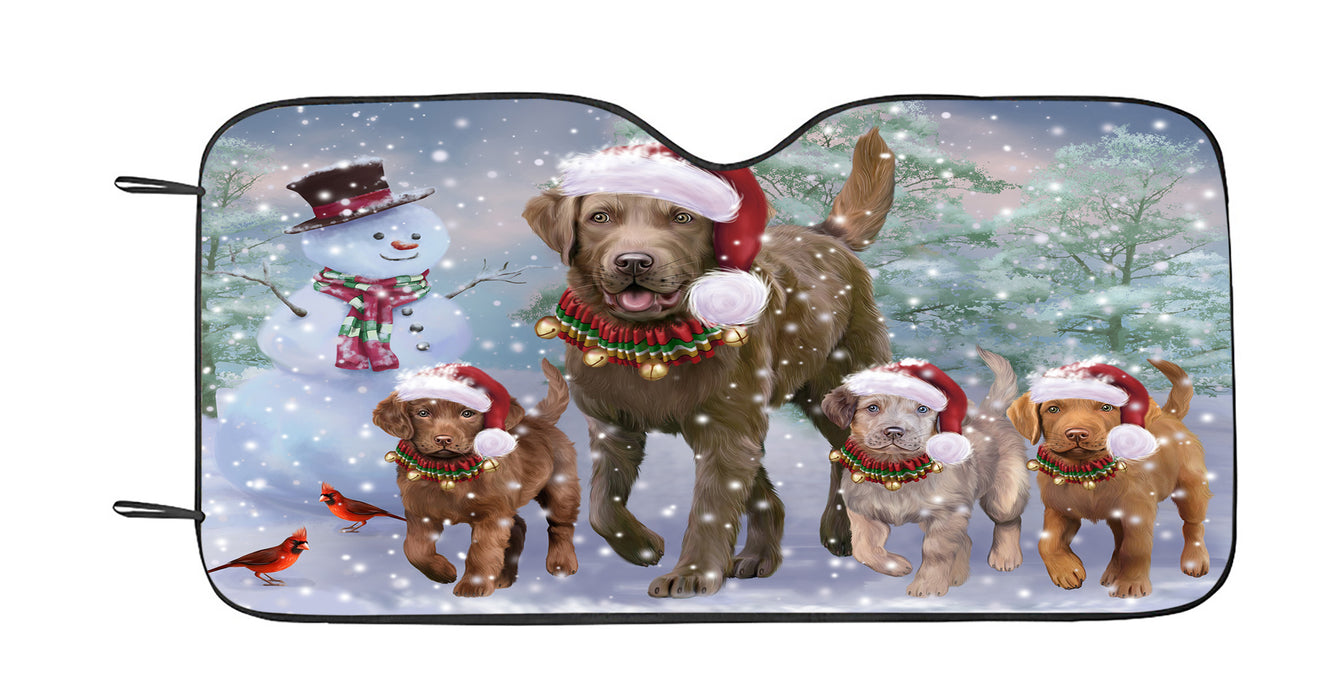 Christmas Running Family Chesapeake Bay Retriever Dogs Car Sun Shade