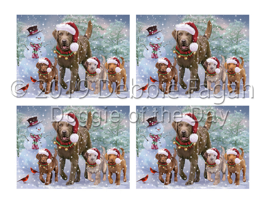 Christmas Running Fammily Chesapeake Bay Retriever Dogs Placemat