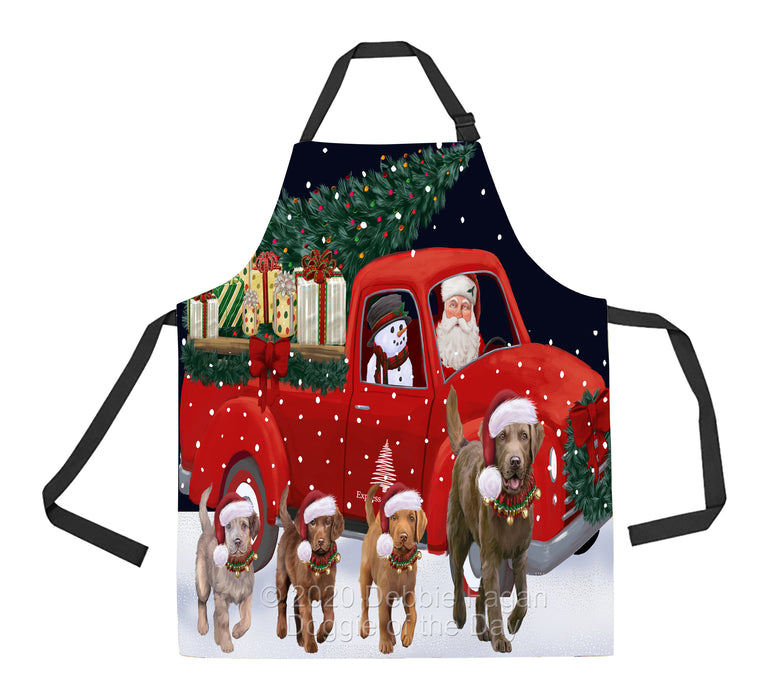 Christmas Express Delivery Red Truck Running Chesapeake Bay Retriever Dogs Apron Apron-48114