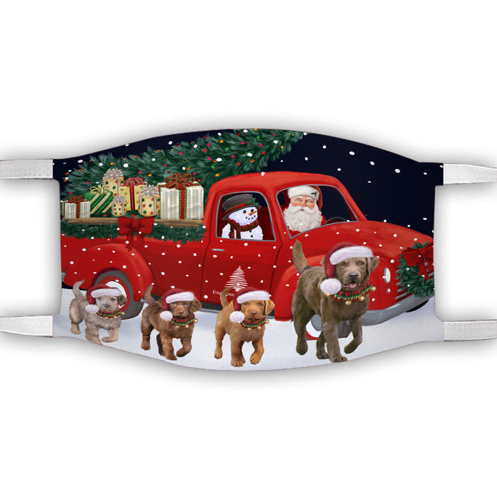 Christmas Express Delivery Red Truck Running Chesapeake Bay Retriever Dogs Face Mask FM49857