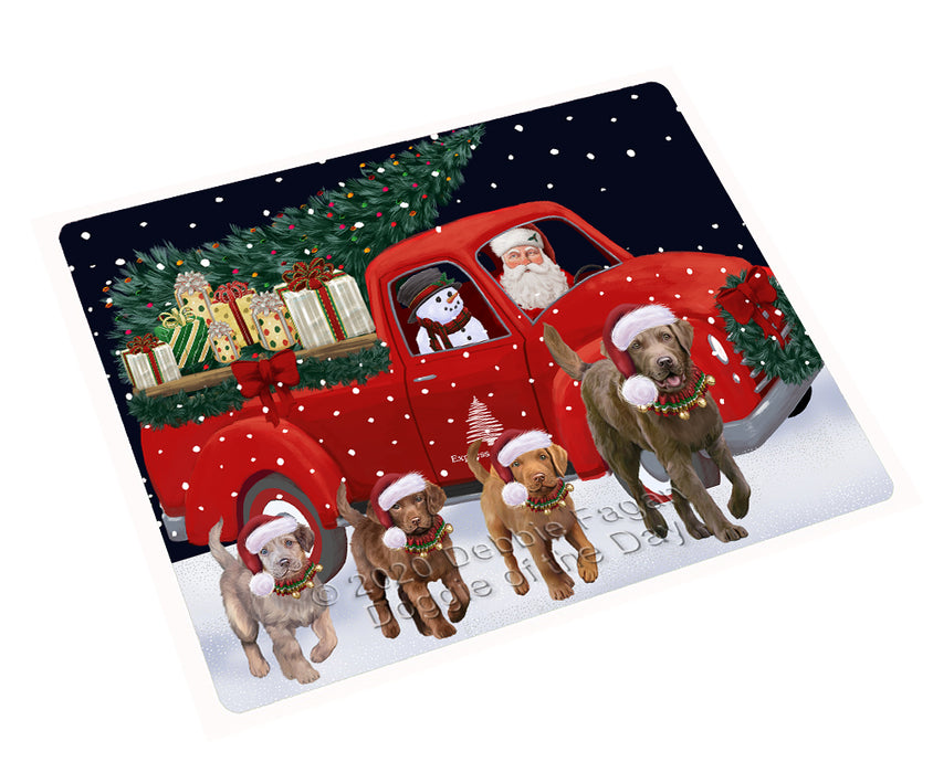 Christmas Express Delivery Red Truck Running Chesapeake Bay Retriever Dogs Cutting Board - Easy Grip Non-Slip Dishwasher Safe Chopping Board Vegetables C77767