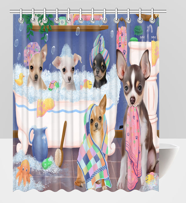 Rub A Dub Dogs In A Tub Chihuahua Dogs Shower Curtain