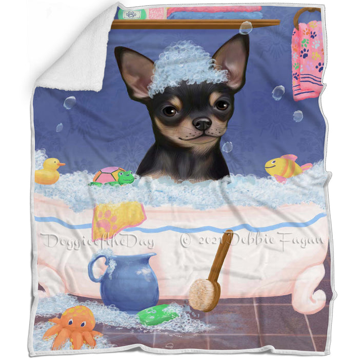 Rub A Dub Dog In A Tub Chihuahua Dog Blanket BLNKT143042