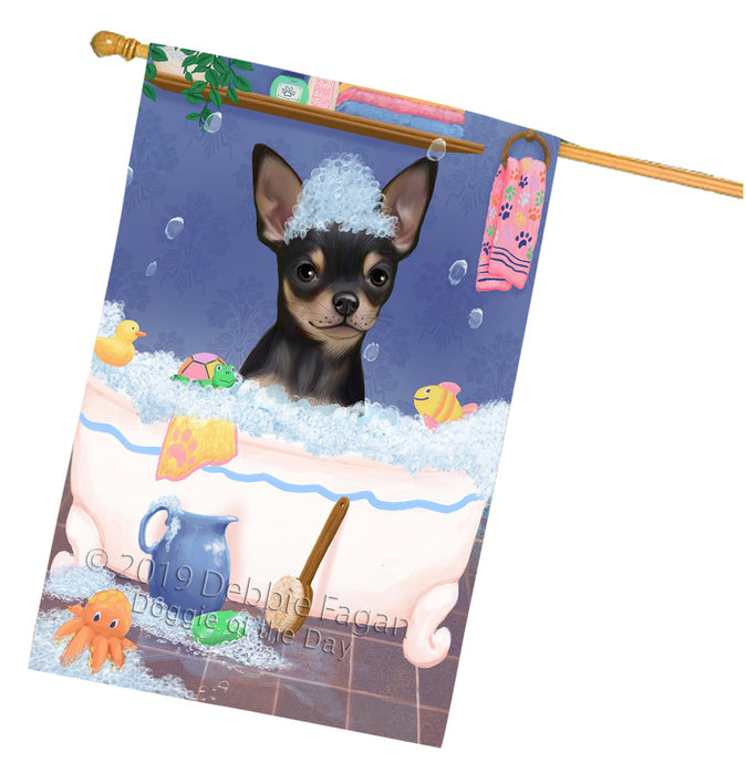 Rub A Dub Dog In A Tub Chihuahua Dog House Flag FLG66254