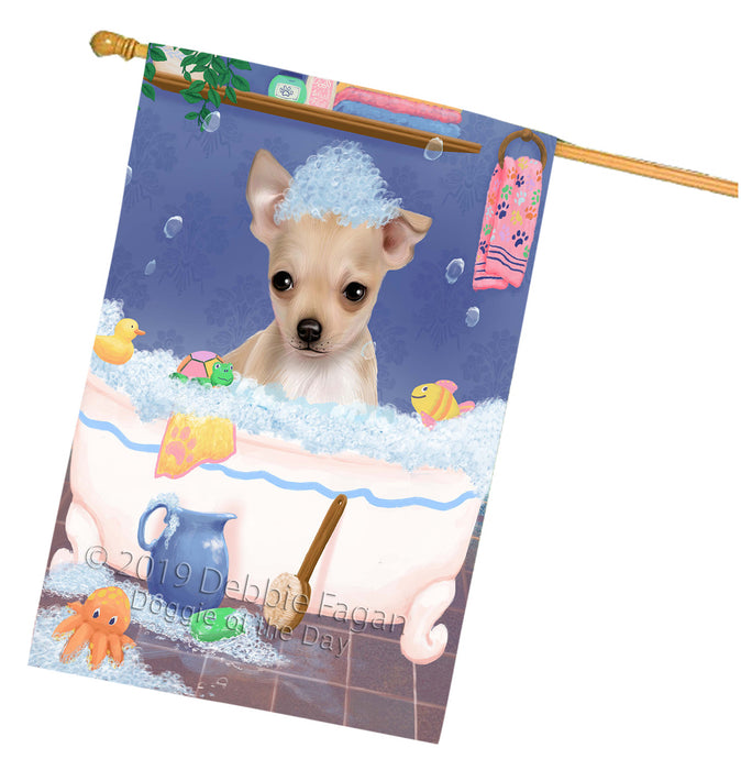 Rub A Dub Dog In A Tub Chihuahua Dog House Flag FLG66255