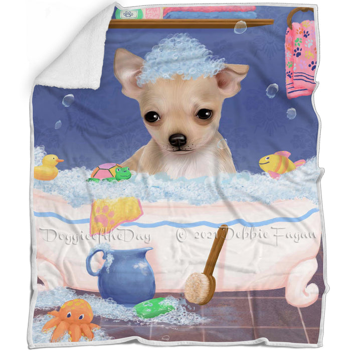 Rub A Dub Dog In A Tub Chihuahua Dog Blanket BLNKT143043