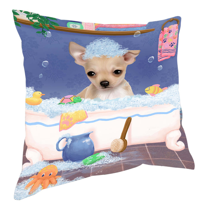 Rub A Dub Dog In A Tub Chihuahua Dog Pillow with Top Quality High-Resolution Images - Ultra Soft Pet Pillows for Sleeping - Reversible & Comfort - Ideal Gift for Dog Lover - Cushion for Sofa Couch Bed - 100% Polyester, PILA90484