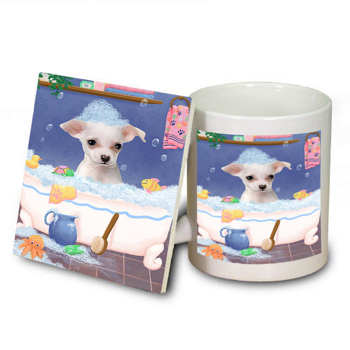 Rub A Dub Dog In A Tub Chihuahua Dog Mug and Coaster Set MUC57336
