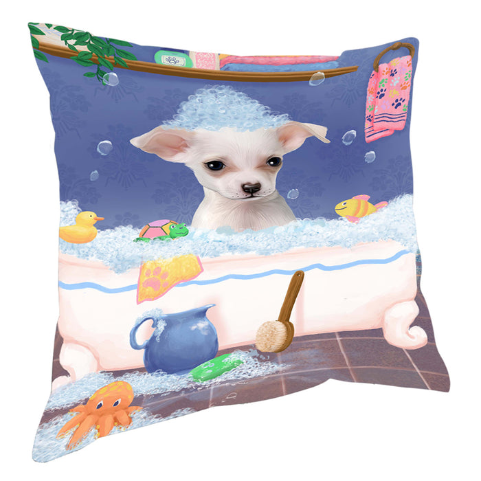 Rub A Dub Dog In A Tub Chihuahua Dog Pillow with Top Quality High-Resolution Images - Ultra Soft Pet Pillows for Sleeping - Reversible & Comfort - Ideal Gift for Dog Lover - Cushion for Sofa Couch Bed - 100% Polyester, PILA90487