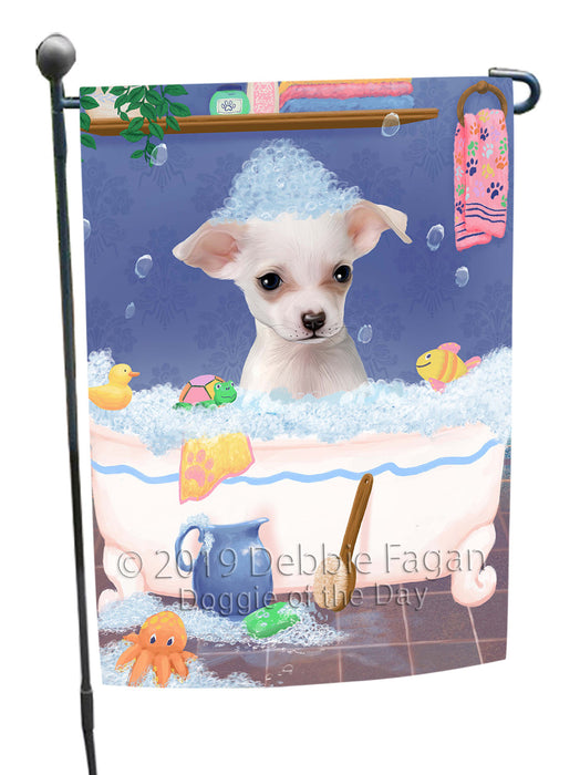 Rub A Dub Dog In A Tub Chihuahua Dog Garden Flag GFLG66200