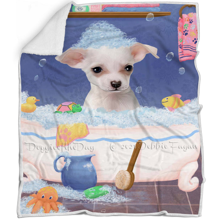 Rub A Dub Dog In A Tub Chihuahua Dog Blanket BLNKT143044