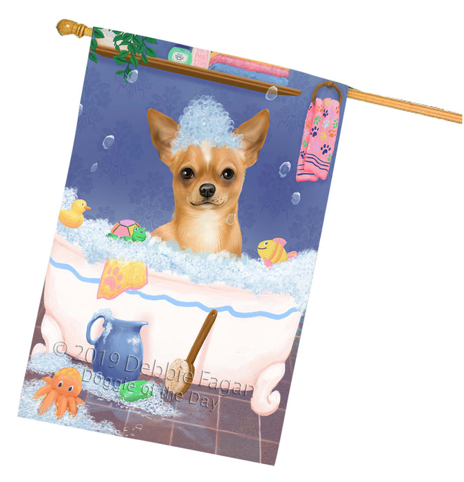 Rub A Dub Dog In A Tub Chihuahua Dog House Flag FLG66257