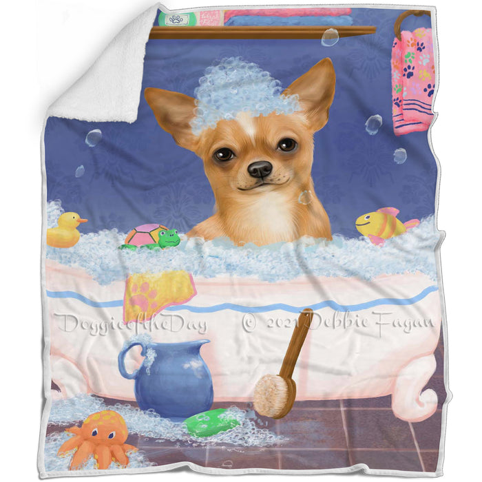 Rub A Dub Dog In A Tub Chihuahua Dog Blanket BLNKT143045