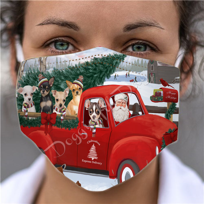 Christmas Santa Express Delivery Red Truck Chihuahua Dogs Face Mask FM48429