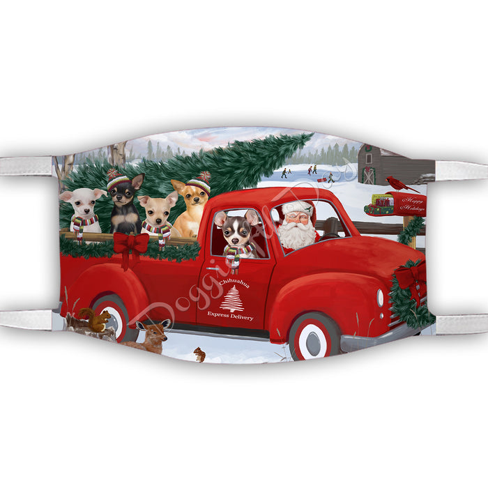 Christmas Santa Express Delivery Red Truck Chihuahua Dogs Face Mask FM48429