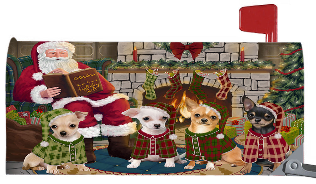 Christmas Cozy Holiday Fire Tails Chihuahua Dogs 6.5 x 19 Inches Magnetic Mailbox Cover Post Box Cover Wraps Garden Yard Décor MBC48894