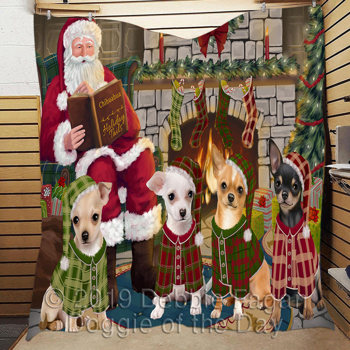 Christmas Cozy Holiday Fire Tails Chihuahua Dogs Quilt