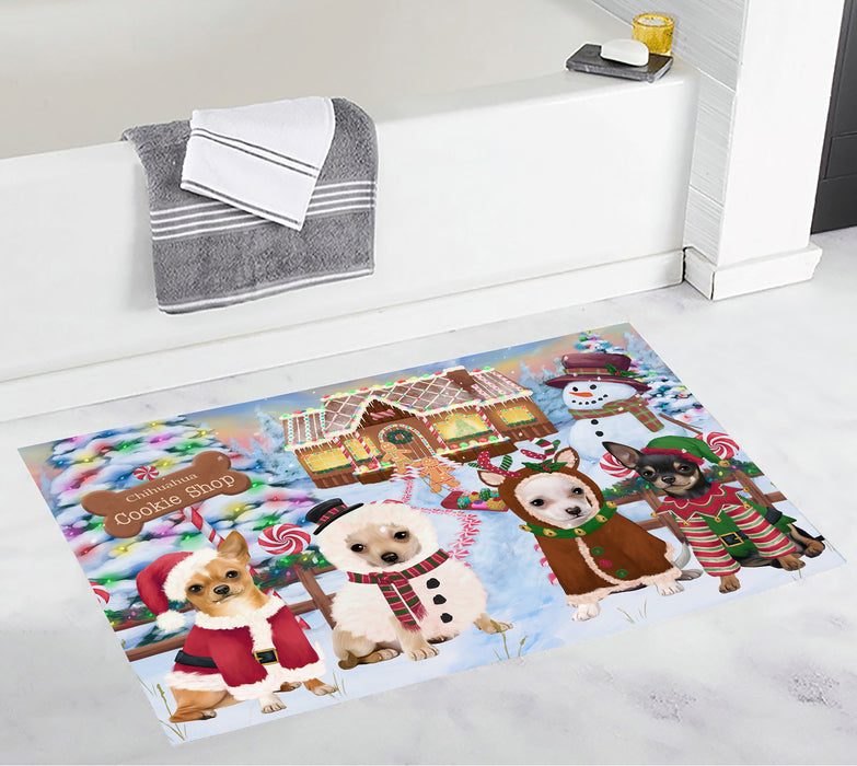 Holiday Gingerbread Cookie Chihuahua Dogs Bath Mat