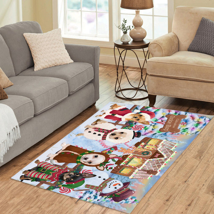 Holiday Gingerbread Cookie Chihuahua Dogs Area Rug