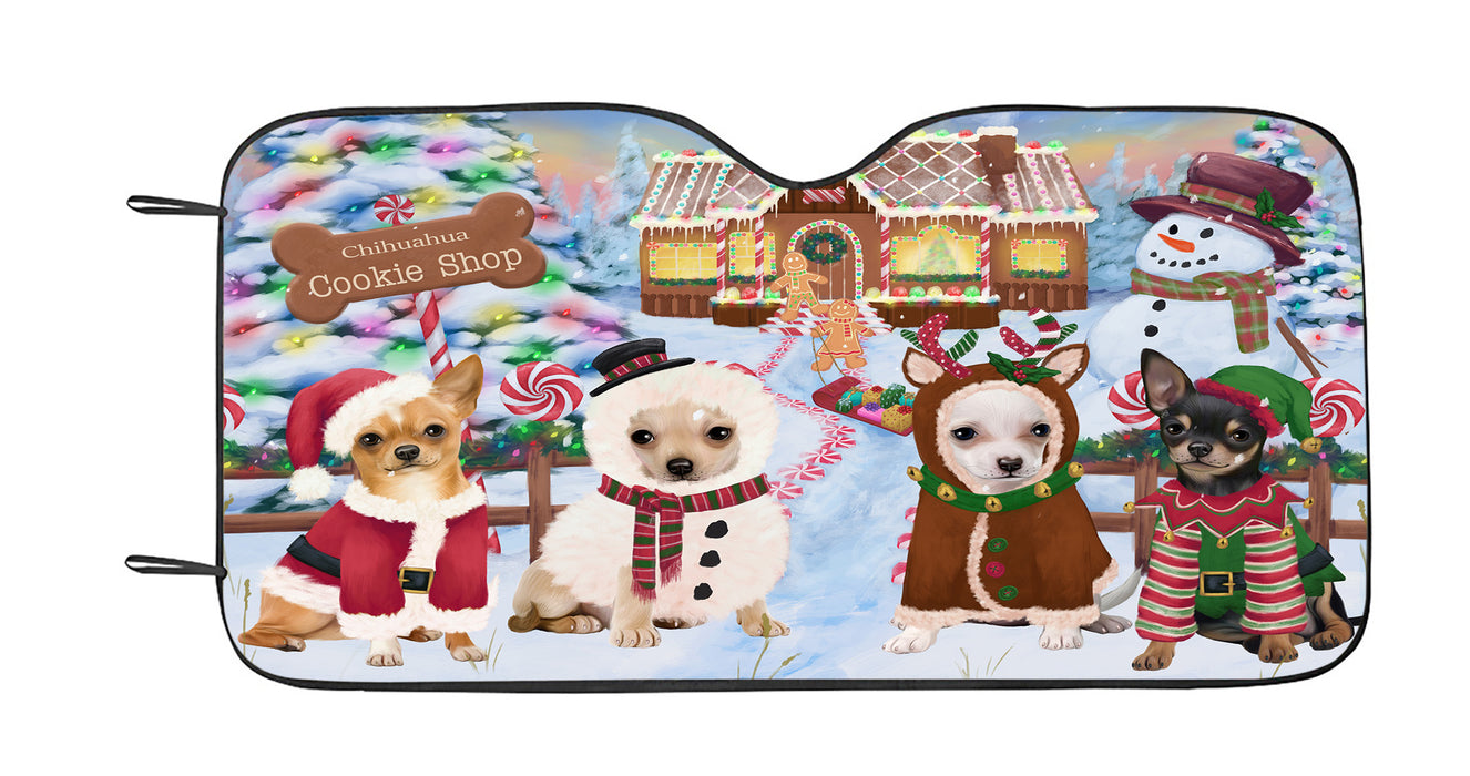 Holiday Gingerbread Cookie Chihuahua Dogs Car Sun Shade