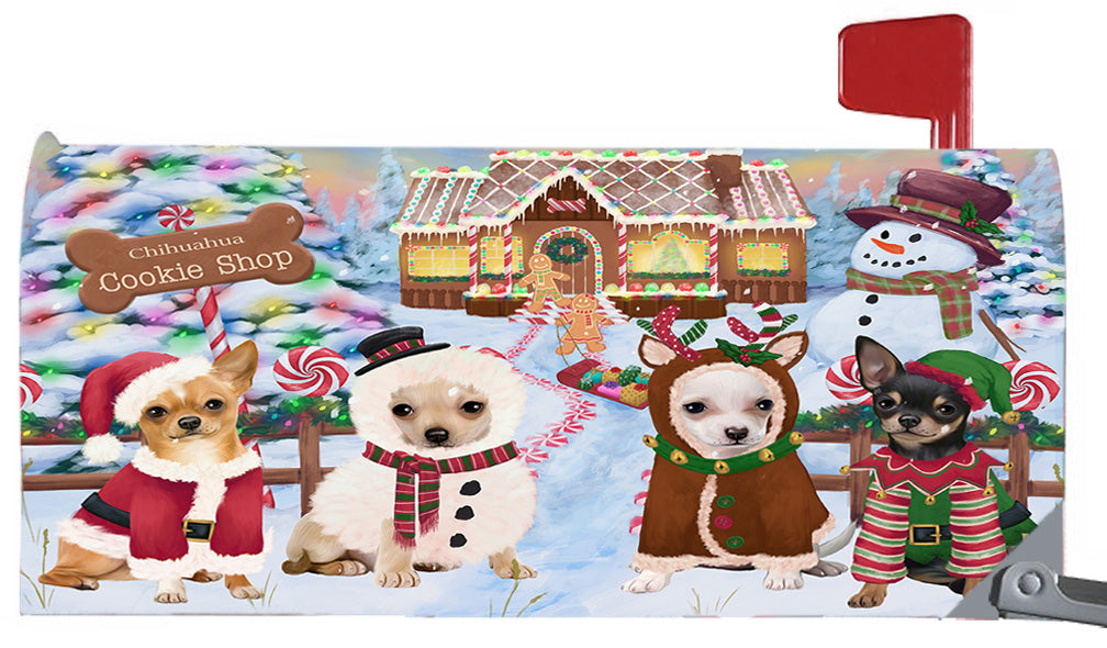 Christmas Holiday Gingerbread Cookie Shop Chihuahua Dogs 6.5 x 19 Inches Magnetic Mailbox Cover Post Box Cover Wraps Garden Yard Décor MBC48983