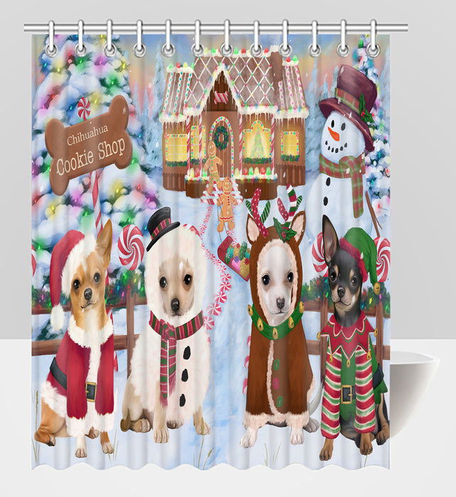 Holiday Gingerbread Cookie Chihuahua Dogs Shower Curtain