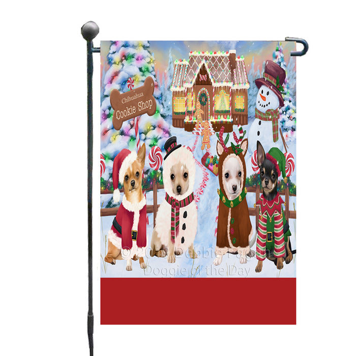 Personalized Holiday Gingerbread Cookie Shop Chihuahua Dogs Custom Garden Flags GFLG-DOTD-A59196