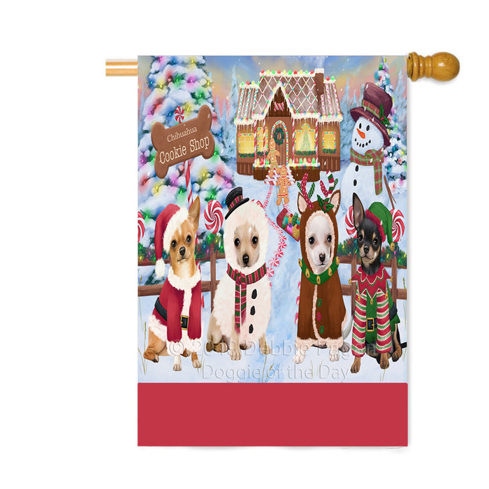 Personalized Holiday Gingerbread Cookie Shop Chihuahua Dogs Custom House Flag FLG-DOTD-A59252