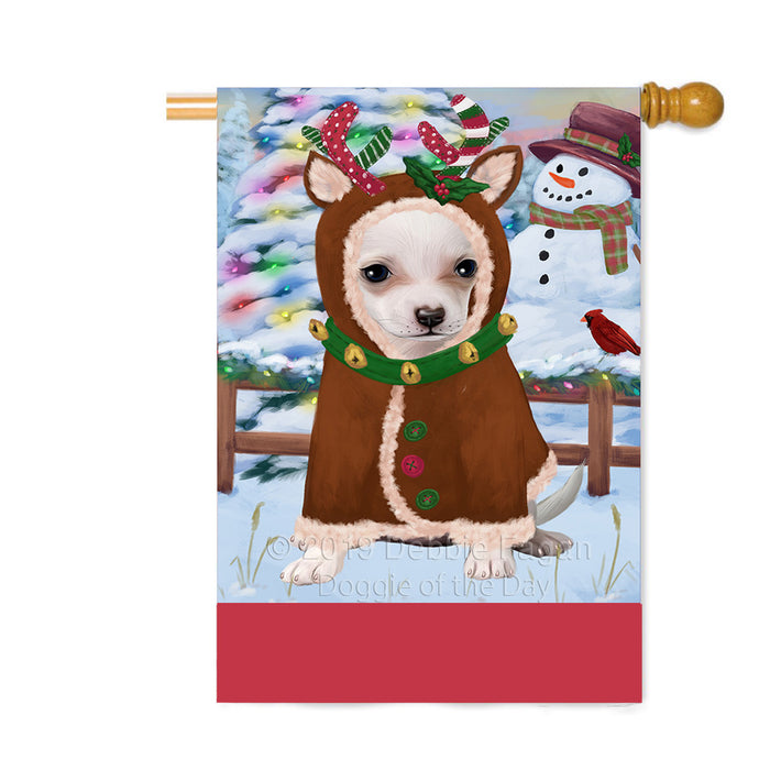 Personalized Gingerbread Candyfest Chihuahua Dog Custom House Flag FLG63790