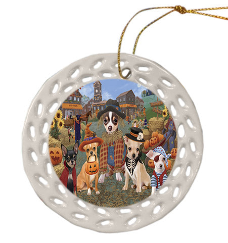 Halloween 'Round Town Chihuahua Dogs Ceramic Doily Ornament DPOR57488