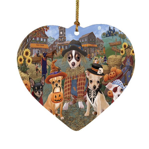 Halloween 'Round Town Chesapeake Bay Retriever Dogs Heart Christmas Ornament HPOR57487
