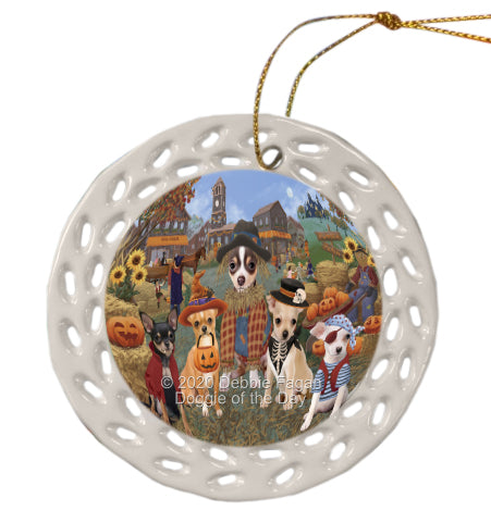 Halloween 'Round Town Chihuahua Dogs Doily Ornament DPOR59441