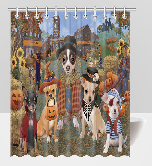 Halloween 'Round Town Chihuahua Dogs Shower Curtain