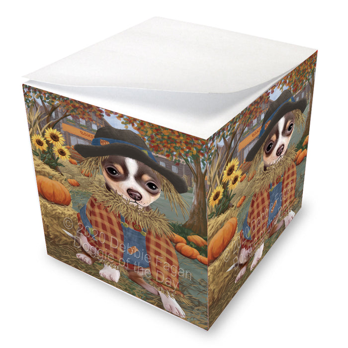 Fall Pumpkin Scarecrow Chihuahua Dog Note Cube NOC-DOTD-A56793