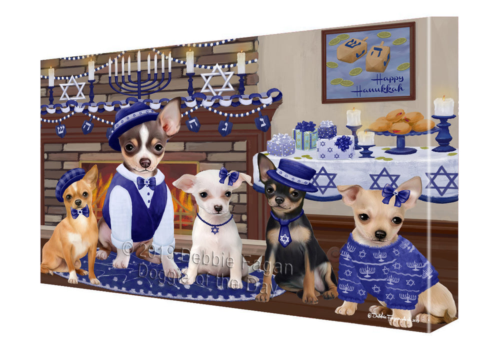 Happy Hanukkah Family and Happy Hanukkah Both Chihuahua Dogs Canvas Print Wall Art Décor CVS141083