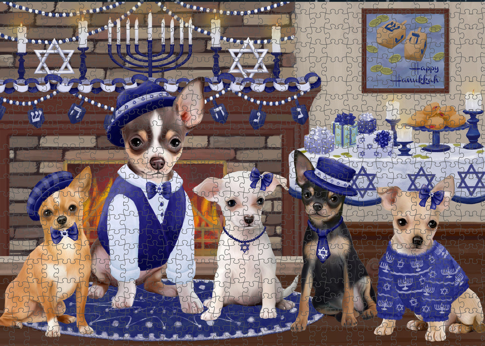 Happy Hanukkah Family and Happy Hanukkah Both Chihuahua Dogs Puzzle with Photo Tin PUZL96748