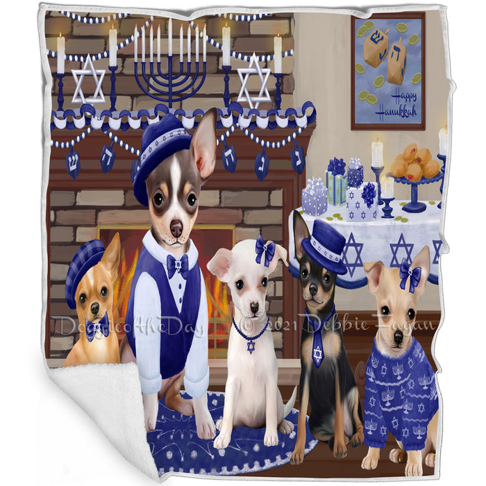 Happy Hanukkah Family and Happy Hanukkah Both Chihuahua Dogs Blanket BLNKT140456
