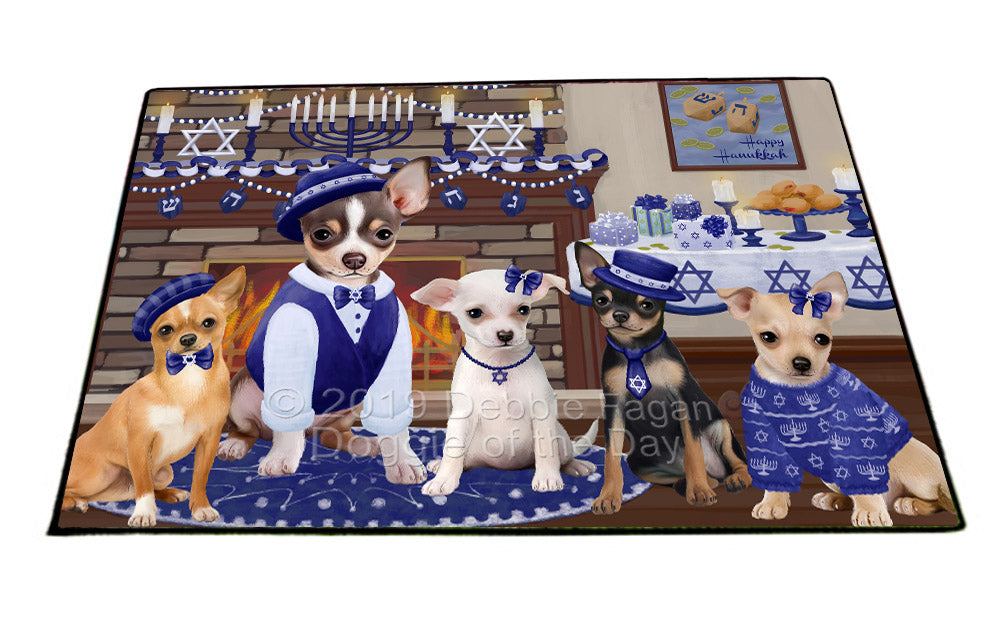 Happy Hanukkah Family and Happy Hanukkah Both Chihuahua Dogs Floormat FLMS54092