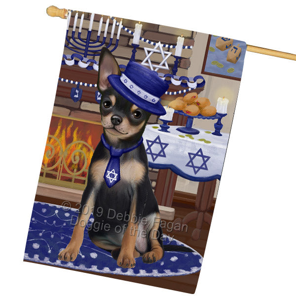 Happy Hanukkah Family and Happy Hanukkah Both Chihuahua Dog House Flag FLG65766